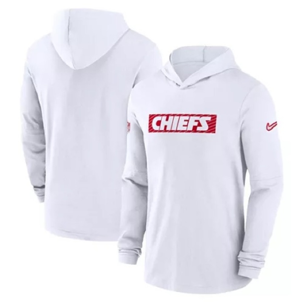 Nike KC Chiefs Sideline Hoodie Performance Long Sleeve T-Shirt- LG